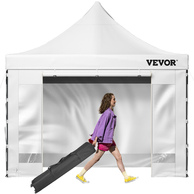 Σκηνή με κουβούκλιο VEVOR 10 x 10 FT, Τέντα κιόσκι εξωτερικής βεράντας με αφαιρούμενα πλευρικά τοιχώματα και τσάντα με τροχούς, αδιάβροχο στιγμιαίο κάλυμμα κιόσκι με αντοχή στην υπεριώδη ακτινοβολία για πάρτι, κήπο, πίσω αυλή, λευκό