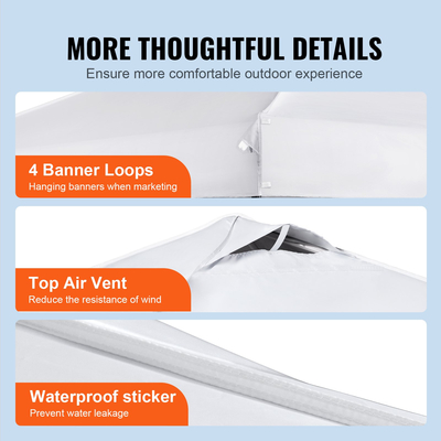 Σκηνή πάρτι με κουβούκλιο VEVOR Pop Up 10 x 10 πόδια με φορητή τσάντα για Camping White