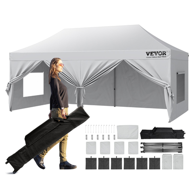 VEVOR Pop Up Σκηνή με κουβούκλιο Εξωτερική σκηνή κιόσκι 10x20FT με πλαϊνά τοιχώματα &amp; λευκή τσάντα