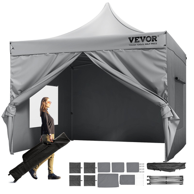 VEVOR Pop Up Σκηνή με κουβούκλιο Εξωτερική σκηνή κιόσκι 10x10FT με πλευρικά τοιχώματα σκούρο γκρι