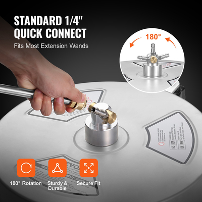 VEVOR 15&quot; Καθαριστικό επιφάνειας με πλυντήριο πίεσης με τροχούς, καθαριστικό σκυροδέματος από ανοξείδωτο χάλυβα 4000 Max PSI, Σύνδεσμος γρήγορης σύνδεσης 1/4&quot; με 2 ράβδο επέκτασης, ηλεκτρικό πλυντήριο βαρέως τύπου για δρόμο δαπέδου, βεράντα