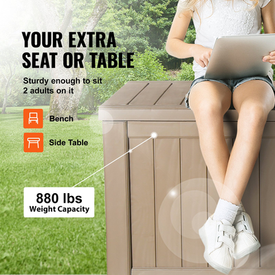 VEVOR Deck Box, 120 Gallon, 56,3&quot; x 26,6&quot; x 23,8&quot; Κουτί αποθήκευσης εξωτερικού χώρου, αδιάβροχο PP Deckbox με λουκέτο από κράμα αλουμινίου, για έπιπλα βεράντας, εργαλεία κήπου, παιχνίδια πισίνας, μαξιλάρια εξωτερικού χώρου, γκρι