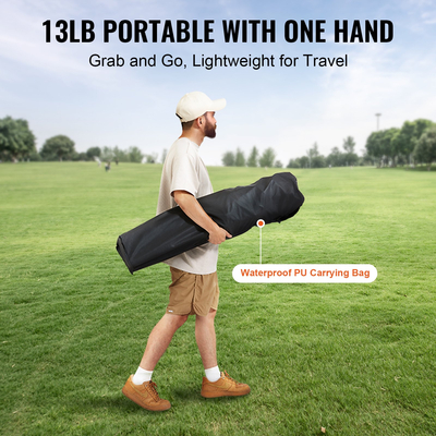 Πτυσσόμενη καρέκλα VEVOR Camping για ενήλικες, φορητές πολυθρόνες βαρέως τύπου εξωτερικής τετραπλής οσφυϊκής επένδυσης με πλαϊνές τσέπες, ποτηροθήκη και τσάντα ψυγείου για παραλία, γκαζόν, πικνίκ, ψάρεμα, σακίδιο πλάτης, μαύρο