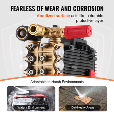 VEVOR αντλία πλύσης πίεσης 1&quot; Shaft Horizontal Triplex Plunger 4300 PSI 4,4GPM