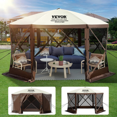 VEVOR Pop-up Camping Gazebo Camping Canopy Shelter 6 όψεων 12&#039; x 12&#039; Sun Shade