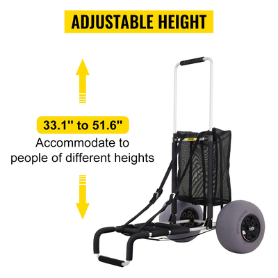 VEVOR Beach Carts for Sand, 23&quot; x 15&quot; Cargo Deck, με 13&quot; TPU Balloon Wheels, 165LBS ​​Loading Folding Sand Cart &amp; 33,1&quot; έως 51,6&quot; Ρυθμιζόμενο ύψος, Aviation Cargo Aluminium for Picnic, Fishing, Beach