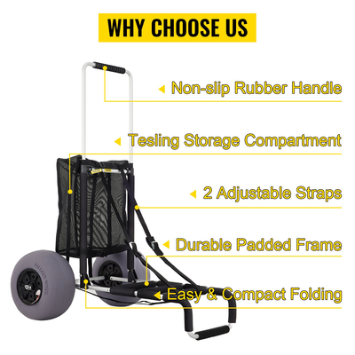 VEVOR Beach Carts for Sand, 23&quot; x 15&quot; Cargo Deck, με 13&quot; TPU Balloon Wheels, 165LBS ​​Loading Folding Sand Cart &amp; 33,1&quot; έως 51,6&quot; Ρυθμιζόμενο ύψος, Aviation Cargo Aluminium for Picnic, Fishing, Beach