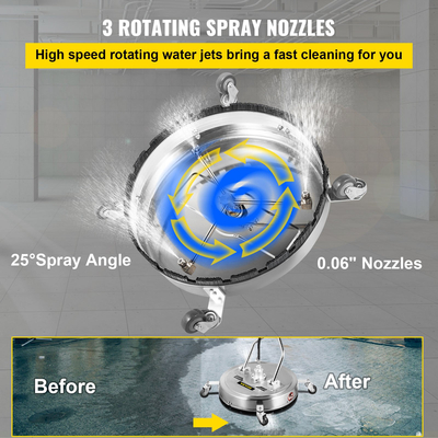 VEVOR Surface Cleaner 21 Inch Pressure Flat Surface Cleaning 4000 PSI Max Working Pressure Flat Surface Cleaner Από ανοξείδωτο ατσάλι Καθαριστικό περιστρεφόμενων επιφανειών με ρόδες Power Washer Scrubber δαπέδου