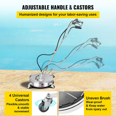VEVOR Surface Cleaner 21 Inch Pressure Flat Surface Cleaning 4000 PSI Max Working Pressure Flat Surface Cleaner Από ανοξείδωτο ατσάλι Καθαριστικό περιστρεφόμενων επιφανειών με ρόδες Power Washer Scrubber δαπέδου