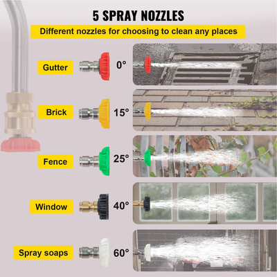 VEVOR Τηλεσκοπική ράβδος πλύσης πίεσης 18 ft 4000psi Τηλεσκοπική ράβδος πλύσης πίεσης με ζώνη ιμάντα 3/8&quot; Γρήγορης σύνδεσης πόλος επέκτασης για ηλεκτρικό πλυντήριο σπρέι λόγχη 5 ακροφυσίων Driveway Building Car