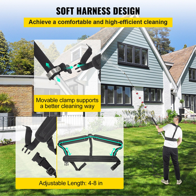 Ράβδος πλύσης τηλεσκοπικής πίεσης VEVOR, ρυθμιζόμενο μήκος 5 τμημάτων 20 πόδια, Μέγ. Πίεση 4000 PSI, Κατάλληλο για γρήγορη σύνδεση 3/8&#039;&#039; με ράβδο επέκτασης, 5 ακροφύσια ψεκασμού, ζώνη, για στέγη, φράχτη, υδρορροή