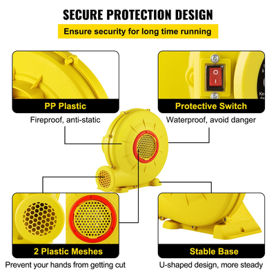 VEVOR Luftgebläse für aufblasbare Hüpfburg 450W 0,6 PS Gebläsepumpe Luftpumpe