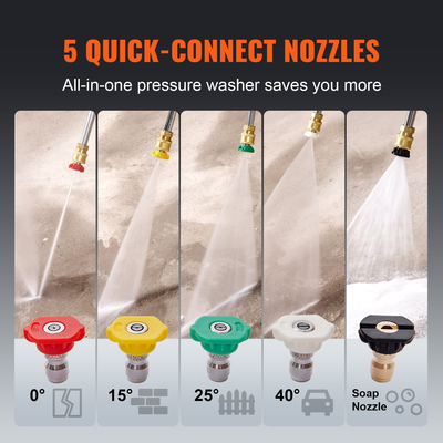 VEVOR Gas Pressure Washer, 3400 PSI 2,6 GPM, Αεριοκίνηση με αντλία αλουμινίου, πιστόλι ψεκασμού και ράβδο προέκτασης, 5 ακροφύσια γρήγορης σύνδεσης, για καθαρισμό αυτοκινήτων, σπιτιών, δρόμων, αίθριων