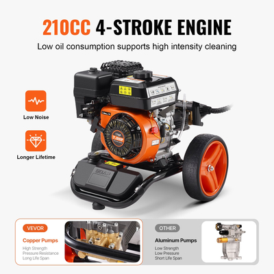 VEVOR Gas Pressure Washer 3950 PSI 10L/min 2,6 GPM with 5 Nozzle set for Cars
