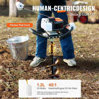 VEVOR Gas Post Hole Digger 52CC 1450W με τρυπάνια 6” &amp; 10” &amp; 3 ράβδο προέκτασης