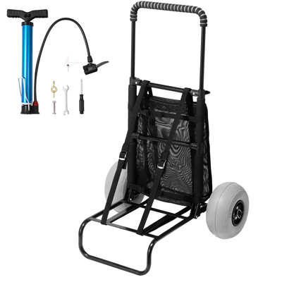 VEVOR Beach Dolly με μεγάλους τροχούς για άμμο, 20,1&quot; x 14,6&quot; Κατάστρωμα φορτίου, με 9&quot; ρόδες με μπαλόνι, 165LBS ​​χωρητικότητα φόρτωσης πτυσσόμενο καρότσι άμμου &amp; 27,2&quot; έως 44,9&quot; ρυθμιζόμενο ύψος, βαρέως τύπου καρότσι παραλίας