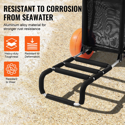 VEVOR Beach Dolly με μεγάλους τροχούς για άμμο, 29,9&quot; x 15,4&quot; Κατάστρωμα φορτίου, με 12&quot; ρόδες αφρού, 165LBS ​​χωρητικότητα φόρτωσης πτυσσόμενο καρότσι άμμου &amp; 27&quot; έως 44,7&quot; ρυθμιζόμενο ύψος, καρότσι βαρέως τύπου για παραλία