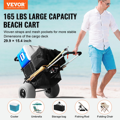VEVOR Beach Dolly with Big Wheels for Sand 12 στο Balloon Wheels Beach Gardening