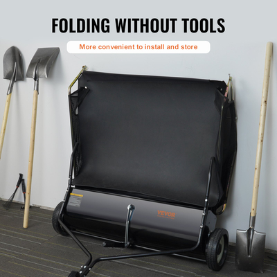 Σάρωθρο γκαζόν VEVOR, 48,5&quot;, 26 cu. ft. Σάρωθρο έλξης πίσω από την αυλή, Σχεδιασμός με σχοινί απόρριψης &amp; βαρέως τύπου, ανθεκτικό στη χρήση, συλλέκτης φύλλων και γρασιδιού με ρυθμιζόμενο ύψος σάρωσης για συλλογή σκουπιδιών και χόρτου