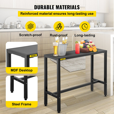 Τραπέζι μπαρ VEVOR εξωτερικού χώρου, 46,5 \&quot; L x 15 \&quot; Π x 38,6\&quot; Υ, Στενό Ορθογώνιο Ύψος Pub Station, Στιβαρό Μεταλλικό Πλαίσιο Ψηλός Πάγκος με Ρυθμιζόμενα Πόδια, για Αίθριο, Μπαλκόνι, Τραπεζαρία, Μπιστρό, Κήπος, Bl