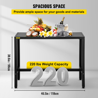 Τραπέζι μπαρ VEVOR εξωτερικού χώρου, 46,5 \&quot; L x 15 \&quot; Π x 38,6\&quot; Υ, Στενό Ορθογώνιο Ύψος Pub Station, Στιβαρό Μεταλλικό Πλαίσιο Ψηλός Πάγκος με Ρυθμιζόμενα Πόδια, για Αίθριο, Μπαλκόνι, Τραπεζαρία, Μπιστρό, Κήπος, Bl