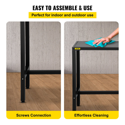 Τραπέζι μπαρ VEVOR εξωτερικού χώρου, 46,5 \&quot; L x 15 \&quot; Π x 38,6\&quot; Υ, Στενό Ορθογώνιο Ύψος Pub Station, Στιβαρό Μεταλλικό Πλαίσιο Ψηλός Πάγκος με Ρυθμιζόμενα Πόδια, για Αίθριο, Μπαλκόνι, Τραπεζαρία, Μπιστρό, Κήπος, Bl