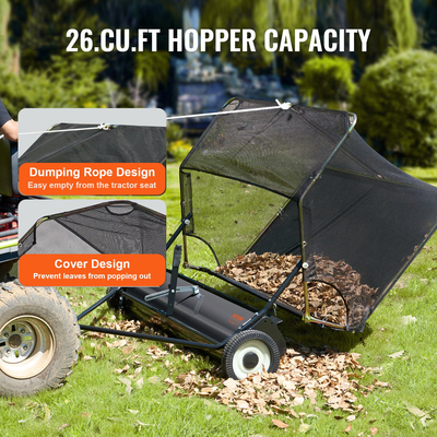 VEVOR Tow-Behind Lawn Sweeper 52 ιντσών Leaf Yard Συλλέκτης 26 cu.ft. Ευκανόνιστος