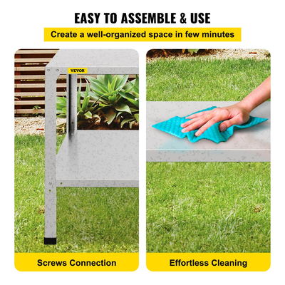 VEVOR Πάγκος για γλάστρες, 20&quot; L x 46&quot; Π x 32&quot; Υ, Τραπέζι Εξωτερικού Σταθμού Εργασίας από χάλυβα καιρικές συνθήκες με ρυθμιζόμενο ράφι, Πάγκος κηπουρικής πολλαπλών χρήσεων για θερμοκήπιο, βεράντα, βεράντα, πίσω αυλή, ασημί