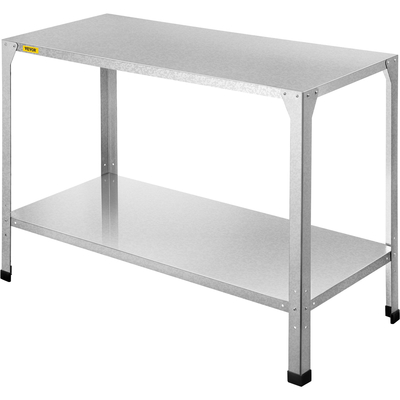 VEVOR Πάγκος για γλάστρες, 20&quot; L x 46&quot; Π x 32&quot; Υ, Τραπέζι Εξωτερικού Σταθμού Εργασίας από χάλυβα καιρικές συνθήκες με ρυθμιζόμενο ράφι, Πάγκος κηπουρικής πολλαπλών χρήσεων για θερμοκήπιο, βεράντα, βεράντα, πίσω αυλή, ασημί