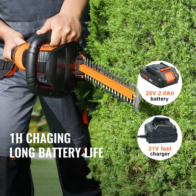 VEVOR 20V Cordless Hedge Trimmer 18in Steel Blade με μπαταρία και γρήγορο φορτιστή