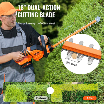 VEVOR 20V Cordless Hedge Trimmer 18in Steel Blade με μπαταρία και γρήγορο φορτιστή