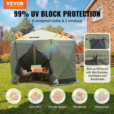 VEVOR Pop Up Gazebo Tent Pop-Up Screen Σκηνή 6 όψεων με κουβούκλιο Πράσινο καταφύγιο
