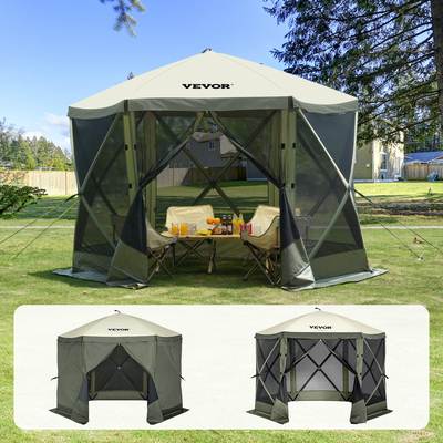 VEVOR Pop Up Gazebo Tent Pop-Up Screen Σκηνή 6 όψεων με κουβούκλιο Πράσινο καταφύγιο
