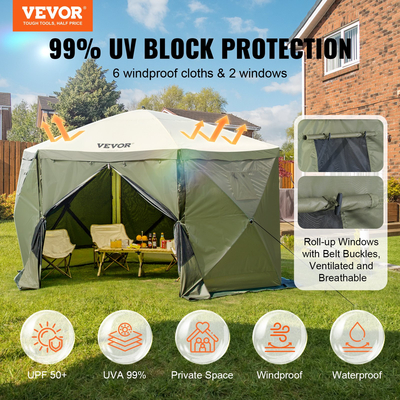 VEVOR Pop-up Gazebo Tent Pop-Up Screen Σκηνή 6 όψεων με κουβούκλιο Πράσινο καταφύγιο