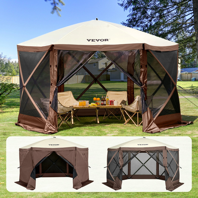 VEVOR Pop-up Gazebo Tent Pop-Up Screen Σκηνή 6 όψεων με κουβούκλιο Καφέ καταφύγιο για τον ήλιο
