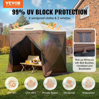 VEVOR Pop Up Gazebo Tent Pop-Up Screen Σκηνή 4 όψεων με κουβούκλιο Καφέ καταφύγιο για τον ήλιο