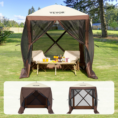 VEVOR Pop Up Gazebo Tent Pop-Up Screen Σκηνή 4 όψεων με κουβούκλιο Καφέ καταφύγιο για τον ήλιο