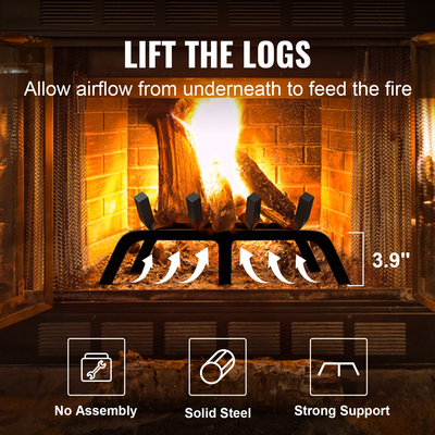 Σχάρα κορμού τζακιού VEVOR 18 ιντσών με επίστρωση σκόνης Χάλυβας βάσης καύσης ξύλου