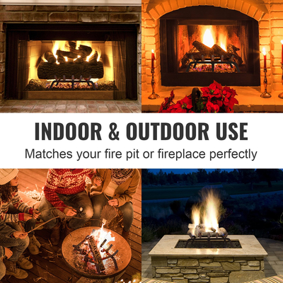 Σχάρα κορμού τζακιού VEVOR, σχάρα βαρέως τύπου τζακιού 24 ιντσών με 6 πόδια στήριξης, 3/4&#039;&#039; συμπαγείς ράβδους από χάλυβα με επίστρωση πούδρας, κούτσουρο καυσόξυλα για σχάρα για τζάκι εσωτερικού και εξωτερικού χώρου