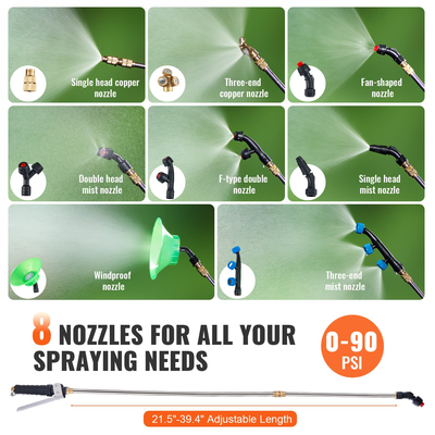 Ψεκαστήρας πλάτης VEVOR με μπαταρία 4 Gal δεξαμενή 0-90 PSI Ρυθμιζόμενη πίεση