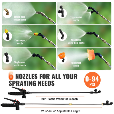 VEVOR Rückensprühgerät Gartensprüher Sprühgerät mit 15 L Reservoir 0–94 PSI