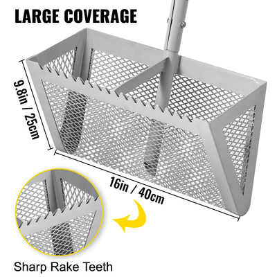 VEVOR Sand Rake, 52 ιντσών Pole Beach Rake, Red Iron Lake Weed Rakes, 16&quot; Aquatic Weeds Muck Sand Flea Rakes, Weed Cleaning Tool for Beach Lake Pond River Landscaping με αποσπώμενο κοντάρι και δίχτυ