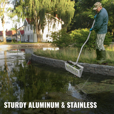VEVOR Sand Rake, 52 ιντσών Pole Beach Rake, Red Iron Lake Weed Rakes, 16&quot; Aquatic Weeds Muck Sand Flea Rakes, Weed Cleaning Tool for Beach Lake Pond River Landscaping με αποσπώμενο κοντάρι και δίχτυ