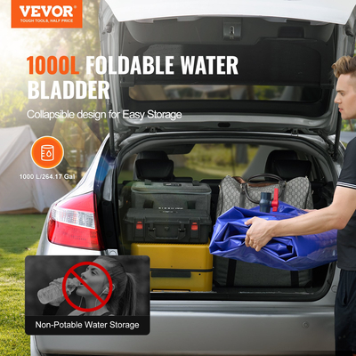 VEVOR Portable Water Storage Bladder 264 Gal 1000D PVC Πτυσσόμενη δεξαμενή νερού