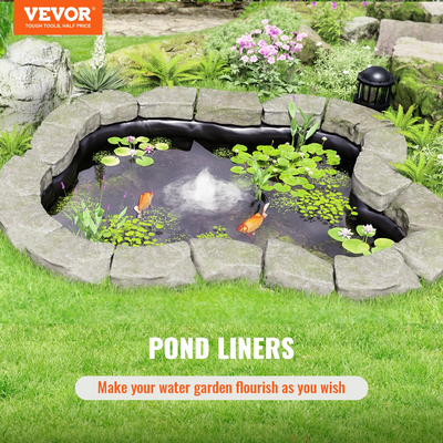 VEVOR Pond Liner, 30 x 35 ft 45 Mil Πάχος, Εύκαμπτο υλικό EPDM Pond Skins, Εύκολο κοπτικό υπόστρωμα για λίμνες ψαριών ή Koi, Χαρακτηριστικά νερού, Βάση καταρράκτη, Σιντριβάνια, Κήποι με νερό, Μαύρο