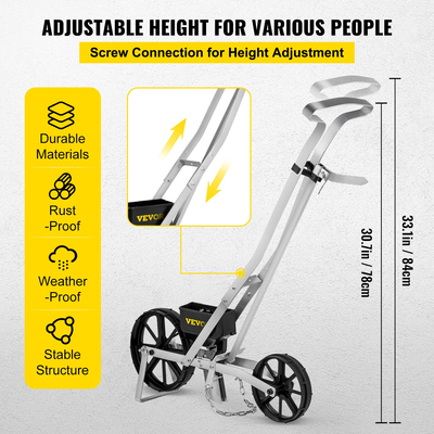 Σπαρτική μηχανή κήπου VEVOR, Σπαρτική μηχανή ώθησης κήπου ακριβείας μετάλλου με 6 πλάκες σπόρων, φυτευτής καλλιέργειας σε σειρά με τα πόδια, χειροκίνητος διασκορπιστής κήπου για σπορά σπόρων, γεωργία στην αυλή για διάφορους σπόρους