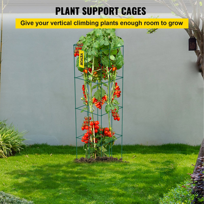 VEVOR Tomato Cages, 14,6 \&quot; x 14,6\&quot; x 39,4\&quot;, 3 Packs Κλουβιά ντομάτας για κήπο, τετράγωνα κλουβιά στήριξης φυτών βαρέως τύπου, πράσινοι πύργοι ντομάτας από χάλυβα με επικάλυψη PVC για αναρρίχηση λαχανικών, φυτών, λουλουδιών, φρούτων