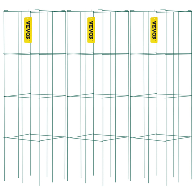 VEVOR Tomato Cages, 14,6 \&quot; x 14,6\&quot; x 39,4\&quot;, 3 Packs Κλουβιά ντομάτας για κήπο, τετράγωνα κλουβιά στήριξης φυτών βαρέως τύπου, πράσινοι πύργοι ντομάτας από χάλυβα με επικάλυψη PVC για αναρρίχηση λαχανικών, φυτών, λουλουδιών, φρούτων