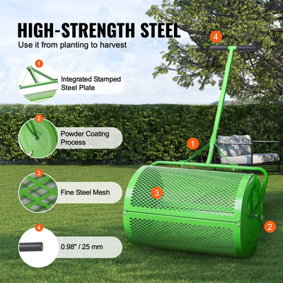 VEVOR 24&quot; κομποστοποιητής Peat Moss Spreader Push/Tow-Behind Lawn Roller Green