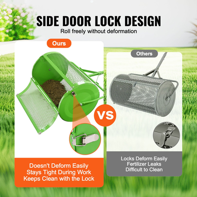 VEVOR 24&quot; κομποστοποιητής Peat Moss Spreader Push/Tow-Behind Lawn Roller Green